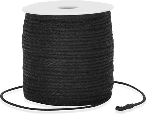 G2PLUS 3mm Jute Twine 100m Black Garden Twine 3 Ply Black String for Crafts, Arts and Crafts, Linen Twine for DIY, Gardening