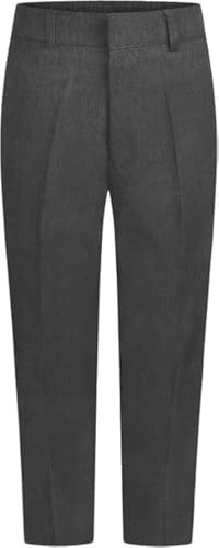 RASH ACCESSORIES Pantalones escolares resistentes para niños de talla grande con escudo de teflón, edades de 5 a 16 años, trabillas para cinturón, semielásticos, cremallera y clip, repelentes al agua.