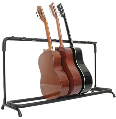 Buhelyc Mehrere Gitarrenständer, Faltbares Multi-Gitarren-Bodenständer, für 9-Gitarren, Stabil, für Gitarrenlager, Bühnenauftritte, Einfach Zu Lagern, Geschenk, Schwarz
