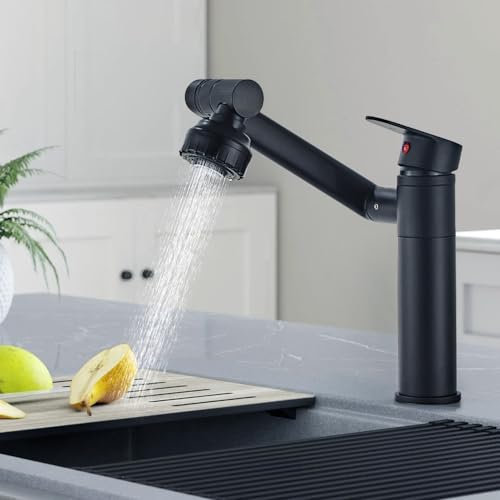Wasserhahn Bad, Universeller 360 ° drehbarer Wasserhahn, Kaltwasserhahn Gäste WC Waschbeckenarmatur, Warm- und Kaltwasserhahn Für Badezimmer (Schwarz)