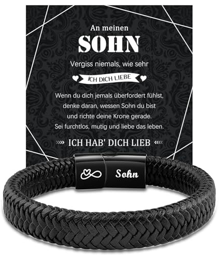 MANVEN Lederarmband für Manner Papa Sohn Bruder Abschluss Herren Geburtstag