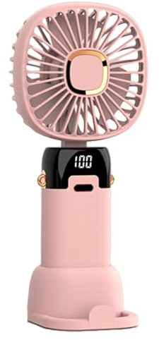 Lerpwige Ventilatore da collo USB con 5 display a LED pieghevole 800 mAh ventilatore da tavolo USB con supporto per telefono