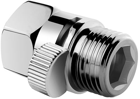 HOMEWELL Water Flow Control Valve,1/2 Female X Male Thread, Brass, Chrome | Water volume adjust, for hand shower/bidet/fixed showerhead, anti-rust, corrosion resistant