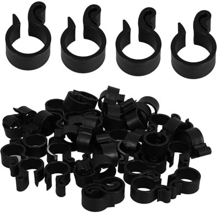 PAMINGONO 50pcs Black Pe Tube Clips Water Hose Buckles Garden Irrigation Pipe Fastening Clips Suitable for 25mm Drip Irrigation Systems Outdoor Water Buckle Hook