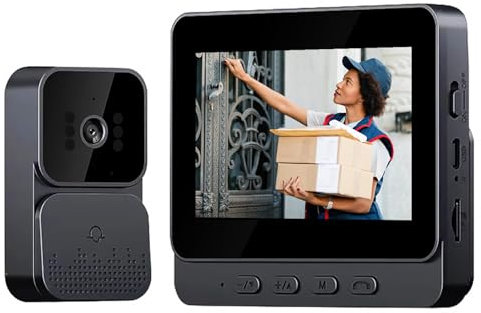 Videocitofono Campanello 1080P Videocitofono senza fili Night VisionImpermeabile Smart,Dotato di Uno Schermo IPS da 4,3 pollici Campanello Senza Fili Da Esterno Citofono Nero