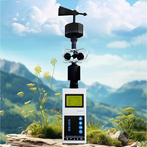 Handheld Digital Anemometer, LCD Display and 16-position Dial, Mechanical wind vane, Velocity Temperature Measuring Device with USB and APP Data Transmission,Portable weather instrument, Standby 70h