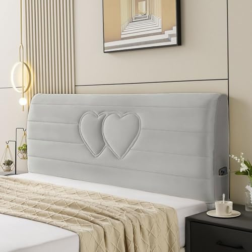 LSWKG Fundas Cabeceros，Funda para Cabecera De Cama Cubierta De Cabecero Súper Suave Terciopelo Grueso Algodón Acolchado Cubre Protectora para Respaldo Decoración De Dormitorio B,150cm