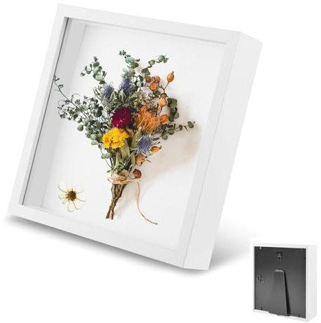 3D Marco de Fotos, Marco de Fotos Profundo para Rellenar 21 x 30 cm, con Placa Acrílica Transparente, Marco de Objetos 3D más Profundo 3cm, para Regalo de Boda, Blanco