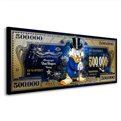 Kunstgestalten24 Dagobert Scrooge Dollar Bild Pop Art Blue Style Leinwandbild | Kunstdruck | Wanddeko | Street Art | Gemälde | Comic Bilder | Wandbild Leinwand Modern