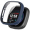 KANOYO Hülle Kompatibel mit Fitbit Sense 2 / Fitbit Versa 4 Schutzhülle,Integriertes PC + Glasmaterial,Ultradünne HD Hartglas Glas,Kratzfest,Vollständiger Schutz Case (Blau)
