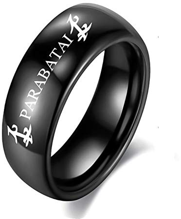 Parabatai' - Coppia di anelli in acciaio al titanio con simbolo dell'amicizia Shadowhunter, 8 3/8, Metallo
