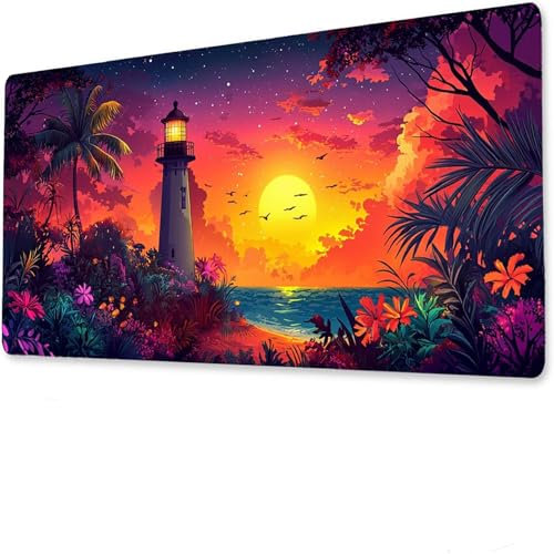 jeihenhg XXL Gaming Mouse Pad 800x400x5mm Faro, Vade Escritorio Antideslizante, Alfombrilla Ratón Grande, Impermeable Alfombrilla Teclado Planta, Tapete de Escritorio Uso doméstico Oficina I-4