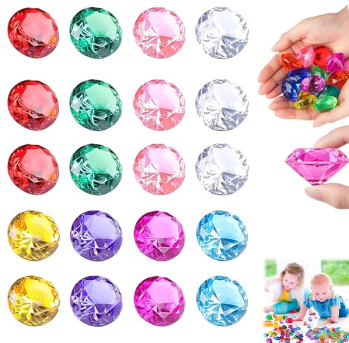 LAKJUOZ 20 Stück Diamanten Für Kinder Schule Edelsteine Für Kinder Diamanten Kinder Edelsteine Für Kinder Groß Kristall Diamanten Große Diamanten Deko Edelsteine Für Kinder Spiel Diamanten 30Mm