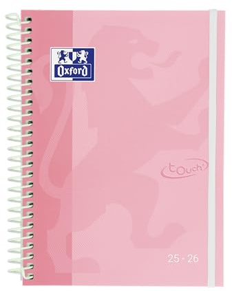 Oxford Touch, Agenda 2025 2026, Semana Vista, Tapa Extradura, A5 (15x21 cm), Español, Color Rosa Pastel