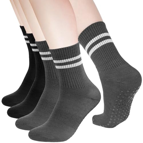 Utensilsto 4 Paar Stoppersocken Damen 35-38 Rutschfeste Yoga Socken Damen Anti-Rutsch Pilates Socken Grip Socken Atmungsaktiv Bequem für Pilates Tanz Ballett Fitness
