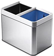 LUTFI Poubelle de Cuisine Poubelles, Poubelles de Cuisine à Double Seau Poubelle de Recyclage avec seaux intérieurs Amovibles Corbeilles à déchets en Acier Inoxydable 10L + 10L Maison et Cuisine