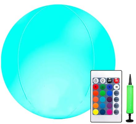 Light Up Beach Balls, Glow in the Dark Pool, 15in Floating LED Ball, Nightlight Feature, Waterproof and Inflatable for Backyard, Poolside, Garden, Playground, Summer Parties