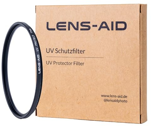 Lens-Aid Filtro UV 77mm - Filtro per obiettivi con vetro Schott B270 - Filtro protettivo per raggi ultravioletti con nano-rivestimento 18x contro graffi, polvere (repellente all'olio e all'acqua)