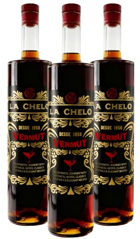 Vinos divertidos La Chelo vermut rojo español especiado 15% vol 3x75 cl