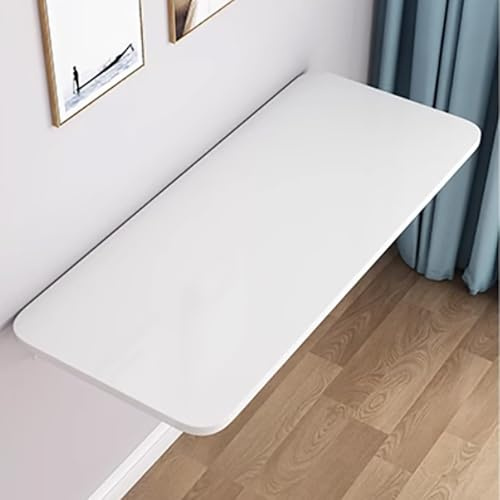 Klappbarer Wandtisch, 60 x 40 cm, platzsparend, kompakt, schwebender Schreibtisch & Esstisch für kleine Räume, Büro & Küche, stilvolles modernes weißes Finish, unsichtbares Design