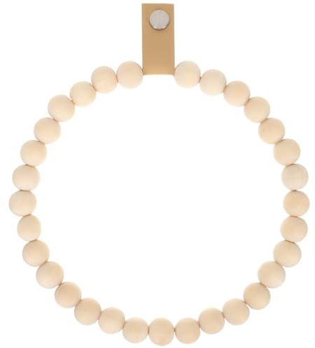 Hemobllo Porte Serviette Mural Bohème Porte Serviette Bois 19.50X19.50X2.00Cm Anneau Salle De Bain Bohème en Perles De Bois Rangement Suspendu pour Salle De Bain Toilettes Cuisine