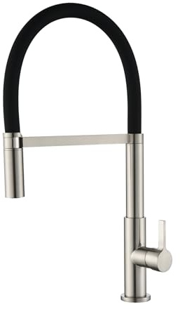 Techzm Kitchen Sink Mixer Tap Flexible Kitchen Tap with Pull Out Sprayer Brushed Nickel Kitchen Sink Tap Single Lever Taps Mixer with Silicone Hose