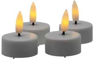 ZICOM LED Teelicht klein weiß, LED 4er Set batteriebetrieben mit Timer 6h, Batteriefach für 1x CR2032, 3V, Ø x H 3,7 x 5,5 cm, für besondere Anlässe Weihnachten, Dekoration