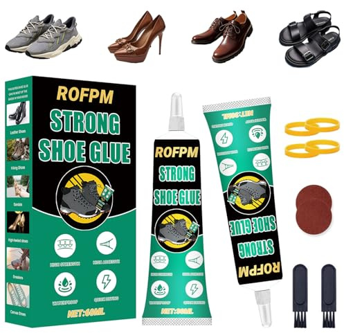 2PCS Pegamento Para Zapatos Extrafuerte, Impermeable, Pegamento Calzado Transparente, Pegamento Suela Zapatos Profesional, Reparar Zapatos Deportivos, Zapatos de Cuero, Botas, Sandalias, 30ml*2