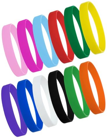 Mikinona 12 Pezzi Braccialetti di Gomma in Silicone Colorati per Elastici e Resistenti Bomboniere per Feste di Compleanno e Feste a Tema