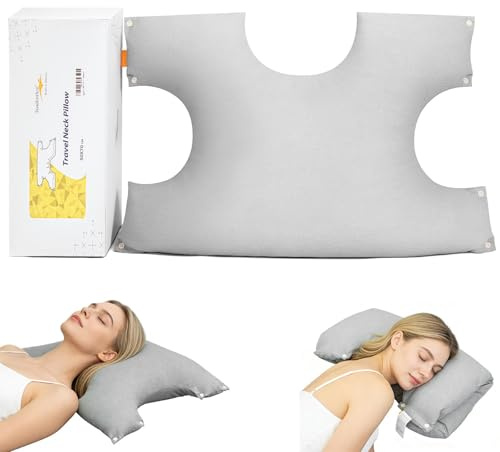ComfortAce 2-in-1 Faltbares Reisekissen, Memory-Schaum-Nackenkissen, Wirbelsäulenstützkissen für Flugzeug- und Autoreisen, 50 x 70 cm