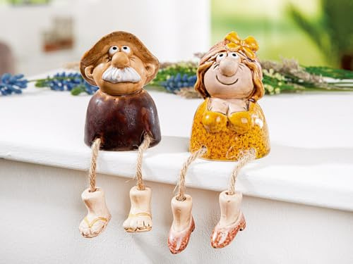 Gilde Kantensitzfigur Hans und Hilde Gartendekoration Dekoration Keramik 9cm
