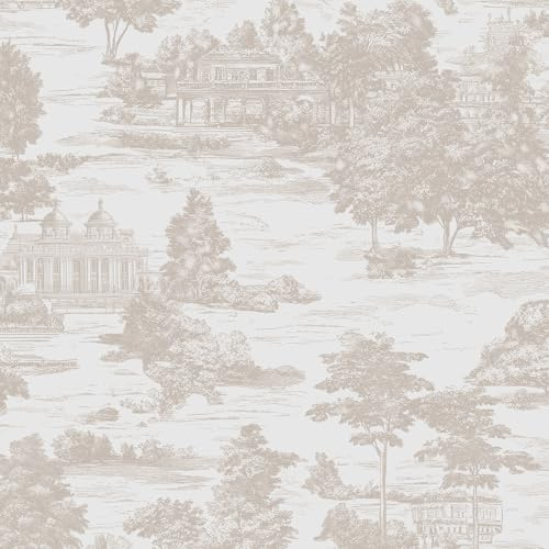 Timeet Selbstklebende Tapete Vintage 44CM×3M Vinyl Klebefolie Rosa Wald Tapete Wasserdicht Wandschutzfolie Möbelfolie Selbstklebende mit Architektonischem Muster für Schlafzimmer Wohnzimmer Küche
