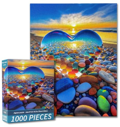 Puzzle 1000 Teile Erwachsene Jigsaw Puzzle Groß Herz Kieselsteine Strand | 70 X 50 cm puzzle erwachsene Klassische Puzzles 1000 Teile Gilt für Entspannung Geschenk Wanddekoration