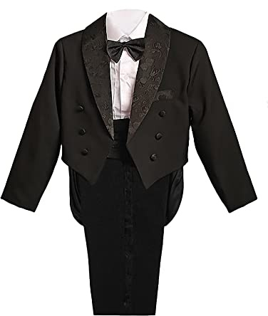 Lito Angels 5 Teiliges Anzug Set für Kinder Jungen, Gentleman Smoking Hochzeit Festlich Kinderanzug, Schwarz, Größe 7 Jahre 122