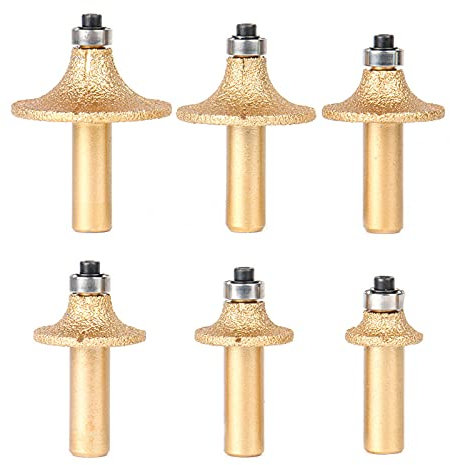 Feinkörnig R5 / R8 / R10 / R12 / R15 / R18 Vakuumgelötetes Diamant-Router-Bit mit 1/2 Rundschaft für Stein-Router-Fräser-Granit-Marmor-6 stücke (R5-R18)_
