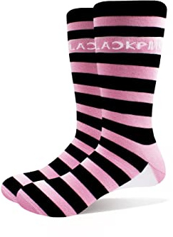 BlackPink Calcetines tobilleros con diseño de rayas y logotipo oficial rosa (talla 7 – 11), talla única, rosa, Taille unique
