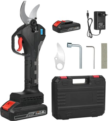 Tijeras de podar eléctricas, podadora a batería con motor sin escobillas, pantalla LCD, batería de litio de 2x20000 mAh, diámetro de corte de 30 mm a 40 mm, puede podar vides y manzanos