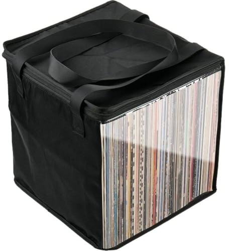 Fopytu Caja De Almacenamiento De Discos De Vinilo, Organizador De Almacenamiento De Discos Resistente Agua, Estuche De Transporte De Discos De Vinilo con Asas