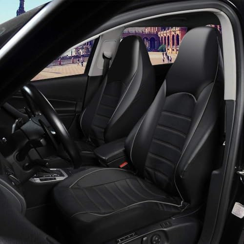 ZHAODG Fundas Asientos Coche Universales para Nissan Juke 2019-2024, Fundas Asientos Delanteros Coche Cuero Funda Asiento Coche, Protector de Asiento Delantero Accesorios Automóvil,C-Grey