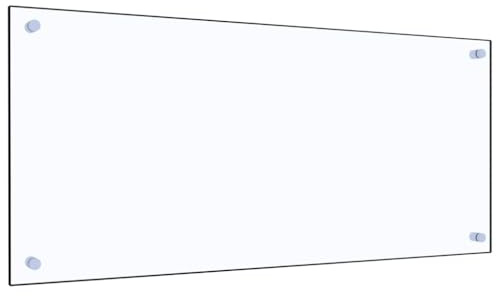 AUVYI Crédence de cuisine en verre trempé 90 x 40 cm transparent anti-éclaboussures en verre pour cuisinière, protection contre les éclaboussures, protection murale en verre pour cuisinière, plaque en
