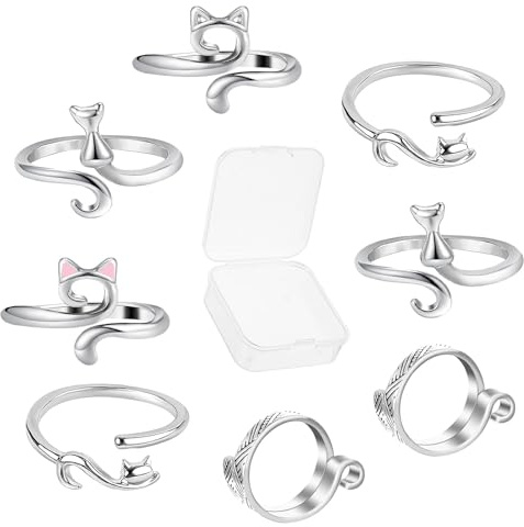 MADGININE Crochet Ring 8 PCS Ergonomic Crochet Rings for Fingers, Crochet Tension Ring Ideal for Crafts, Hand Weaving, Hook Line Supplies, Crochet Accessories for Crochet Lovers & Beginners