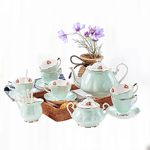 BODHIS Juego de té de cerámica, Juegos de té de cerámica, Juego de café de China, Juego de té, Juego de té para Adultos Vintage Inglés