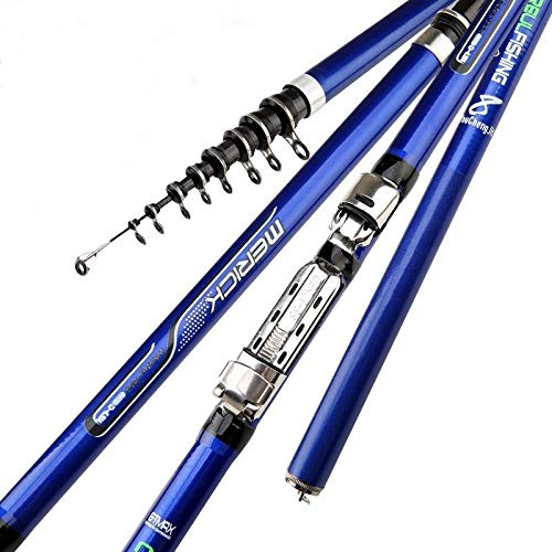 DLZFUDTY Angelrute, Angelset Carbon-Faser-3.6M 4.5M 5.4M 6.3.0M for Angelruten-M Power Teleskop Felsen Angelrute Carp Feederrute Surf Spinnrute(3.6 m)