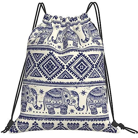 Waschmaschinenfest Sportrucksack 36X42Cm Niedliches Tierelefantenmuster Turnbeutel Mit Kordelzug Alltag Beutel Zum Bemalen Für Schule, Strand, Outdoor