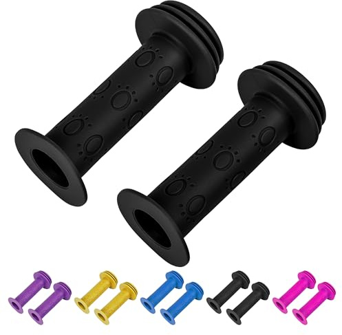 CycForge ​​Fahrradgriffe Kinder 22mm - Sicherer Prallschutz mit Tatzenmuster - Weiche Anti-Rutsch Griffe für Roller & Laufrad 95mm, Süßes Design Grey