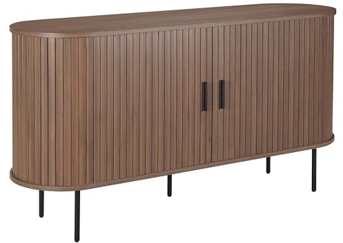 Oviala - Aparador de 2 puertas (melamina y acero, 140 cm), color nogal