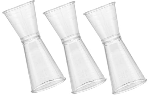 FELTECHELECTR 3 pezzi Misurino doppio in plastica trasparente per cocktail dosatore jigger riutilizzabile per vino e liquori strumento misura preciso per bar e feste Riutilizzabile