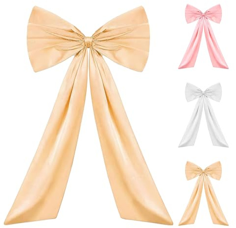 Yunlaishaocer Große Satinschleife, 58 x 100 cm Geschenkschleife Groß, Exquisit Satinschleifen Grosse, Gold Schleife Deko für Partydekoration, Wanddekoration, Hochzeit, Heimdekoration