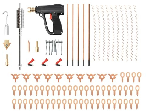 TTISJHK 86 Ser Auto - Kit de reparación de abolladuras con pistola de soldadura y martillo de tracción, juego de herramientas de acero inoxidable, cobre y ABS – Herramienta de eliminación de