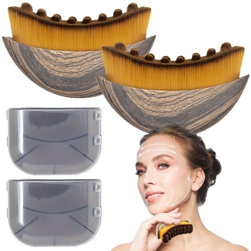 2 Pezzi Spazzola Linfatica Viso,Spazzola per Contorno Linfatico,Spazzola Viso a Secco,Pennello Contouring Viso,per Contornoper viso,mento e mascella (2 PCS)